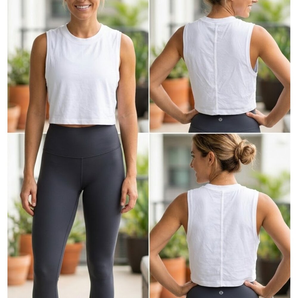 lululemon athletica White Cropped Muscle Tank